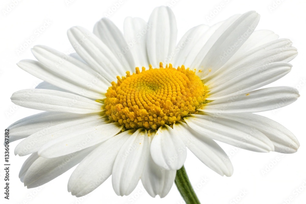 Fototapeta premium Vibrant Daisy Flower Blossom Isolated on Pure White Background, Fresh Spring Petals - Botanical Illustration