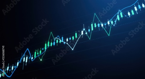 Financial chart with rising graphs