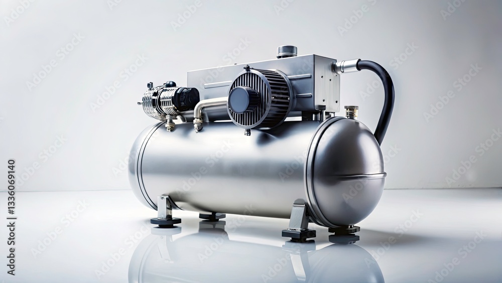 Long Exposure Above Shot of Compressor with Shallow Depth of Field on White Background for Product Photography and Design Elements Long Exposure Above Shot of Compressor with Shallow Depth of Field on White Background for Product Photography and Design Elements
