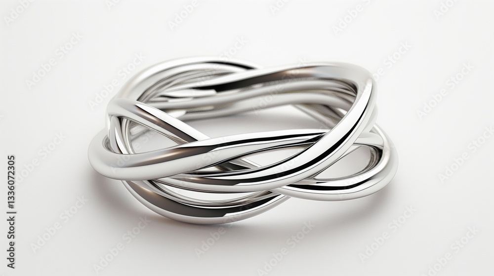 A double-layered ring outline with intertwined bands and a sleek look on a white background. A double-layered ring outline with intertwined bands and a sleek look on a white background.