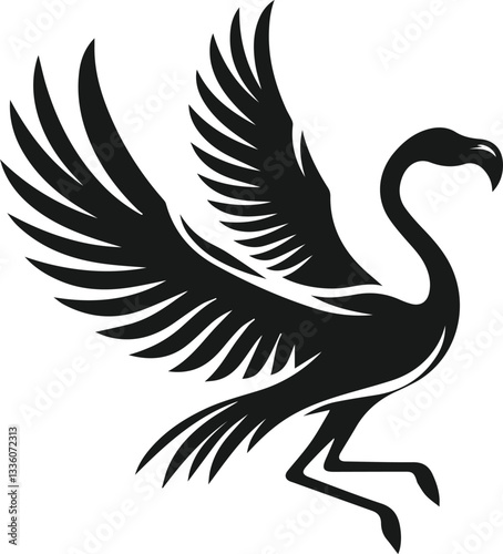 vector illustration of a flamingo soaring with wings