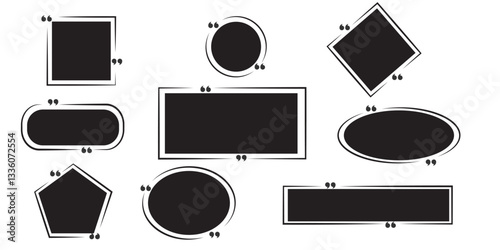 Quote icons set with realistic shadow. Discussion, quote, memo, or dialog popup on transparent background. 