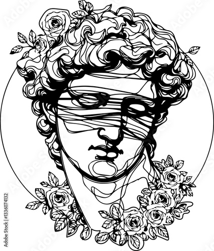 greek god head line art