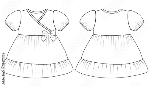 Baby Girl Dress Square vector illustration 0-2 year old template design