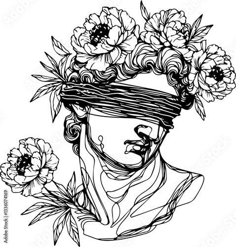 greek god head line art
