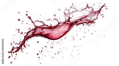 Abstract delicious red wine splash wave, dynamic shape with red water drops element isolated on white or transparent background.