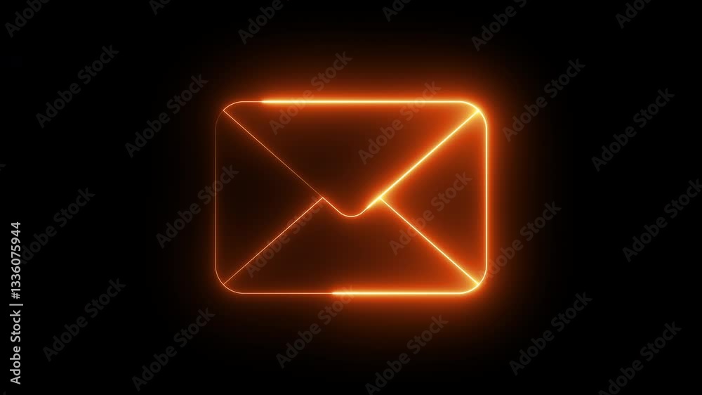Neon mail icon. Computer generated 3d render