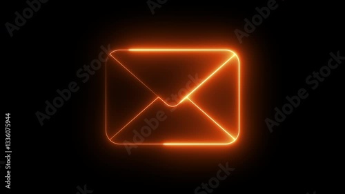 Neon mail icon. Computer generated 3d render
