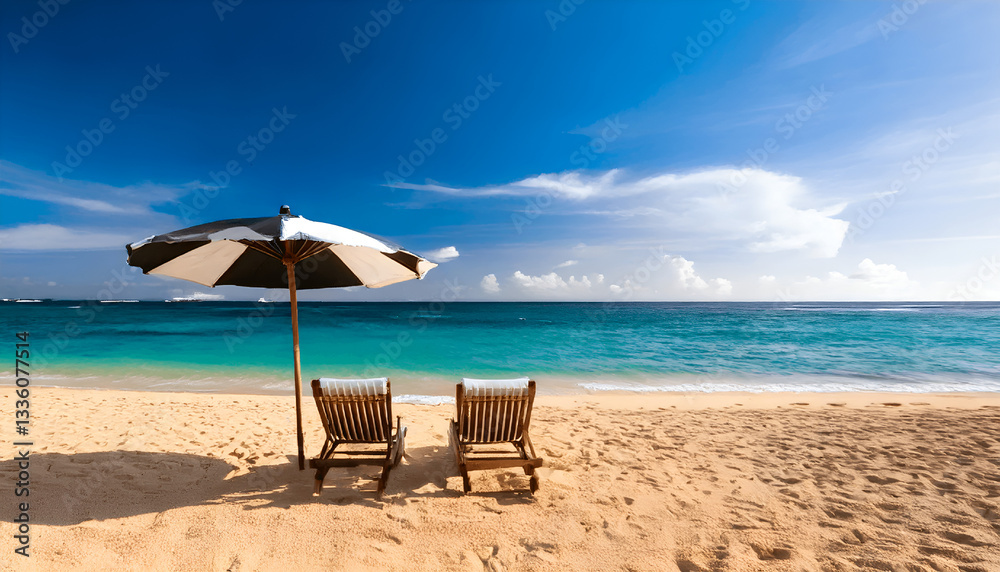Two chairs banner on the beach Two chairs banner on the beach