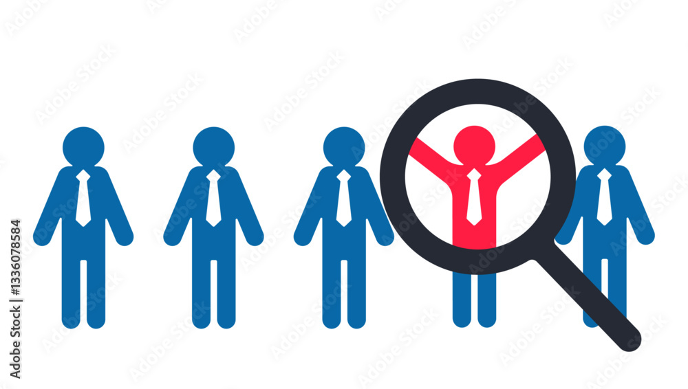 Selecting perfect candidate among many people, job recruitment concept illustration Selecting perfect candidate among many people, job recruitment concept illustration