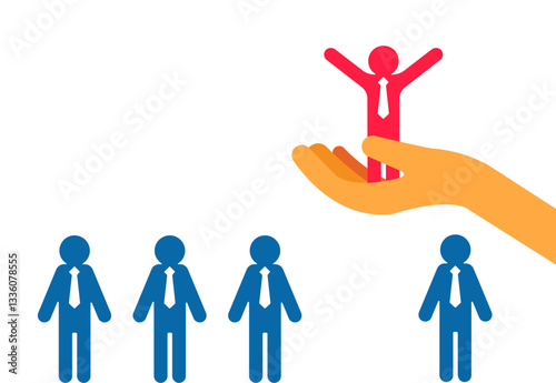 Selecting perfect candidate among many people, job recruitment concept illustration