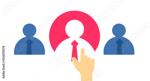 Selecting perfect candidate among many people, job recruitment concept illustration
