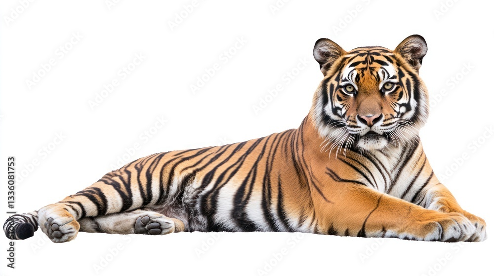 Obraz premium Tiger lying down, studio shot, wildlife, conservation