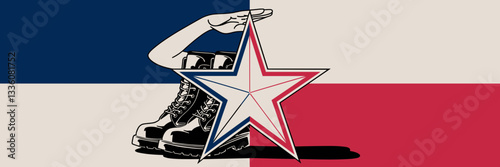 USA flag with a salute symbolizing Veteran day, Memorial Day and Independence Day