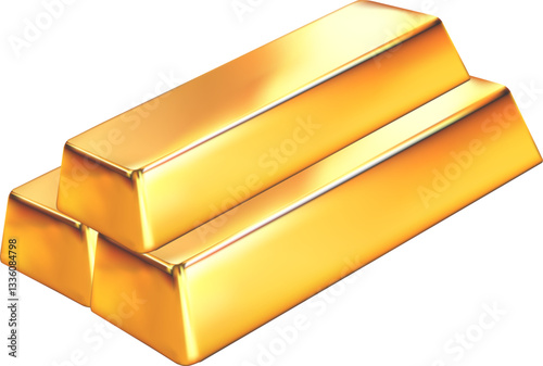 Gold bars on a white background that shine finance money bank currency saving economy concept, Mesh gradient