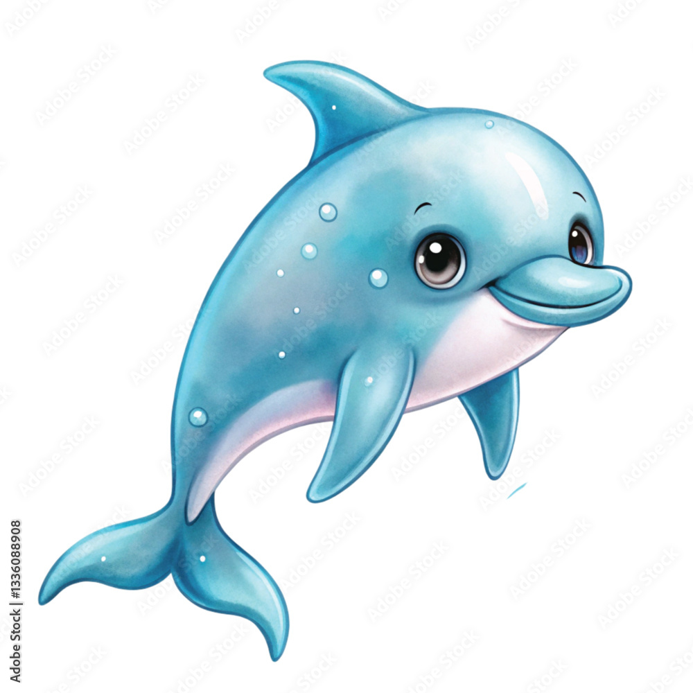 dolphin Underwater animals kawaii watercolor dolphin Underwater animals kawaii watercolor