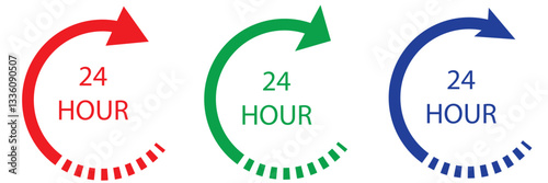 
24 hours icon Vector logo set flat . 