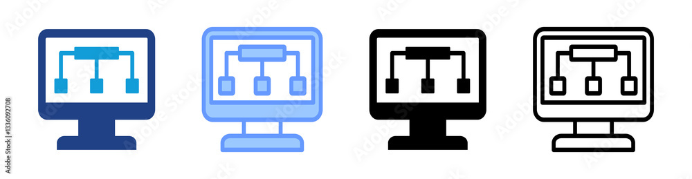 Parallel Computing icon set multiple style collection