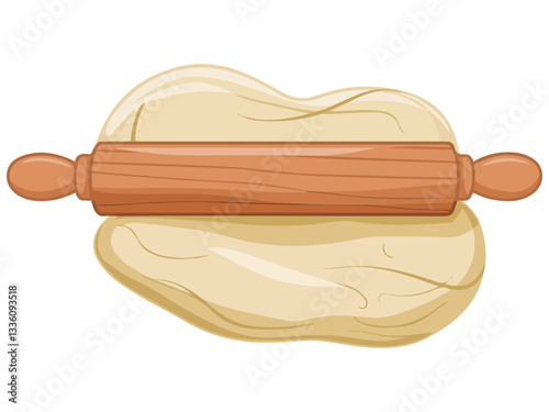 Chalkboard Style Dough with Rolling Pin Vector Illustration