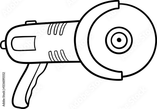 angle grinder tool cartoon outline