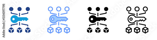Encryption icon set multiple style collection