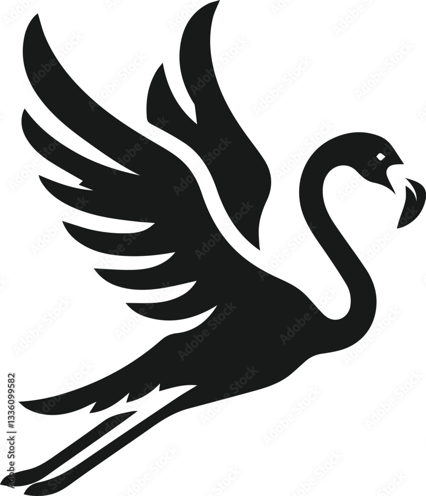 Fototapeta premium vector illustration of a flamingo flying
