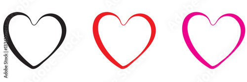 Heart, love, romance or valentine's day red heart. Heart vector icons. Artistic red heart love symbols isolated editable vector illustration.