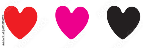 Heart, love, romance or valentine's day red heart. Heart vector icons. Artistic red heart love symbols isolated editable vector illustration.