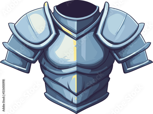 Impressive depiction of a medieval suit of armor cartoon isolated on transparent background. Vector illustration.
