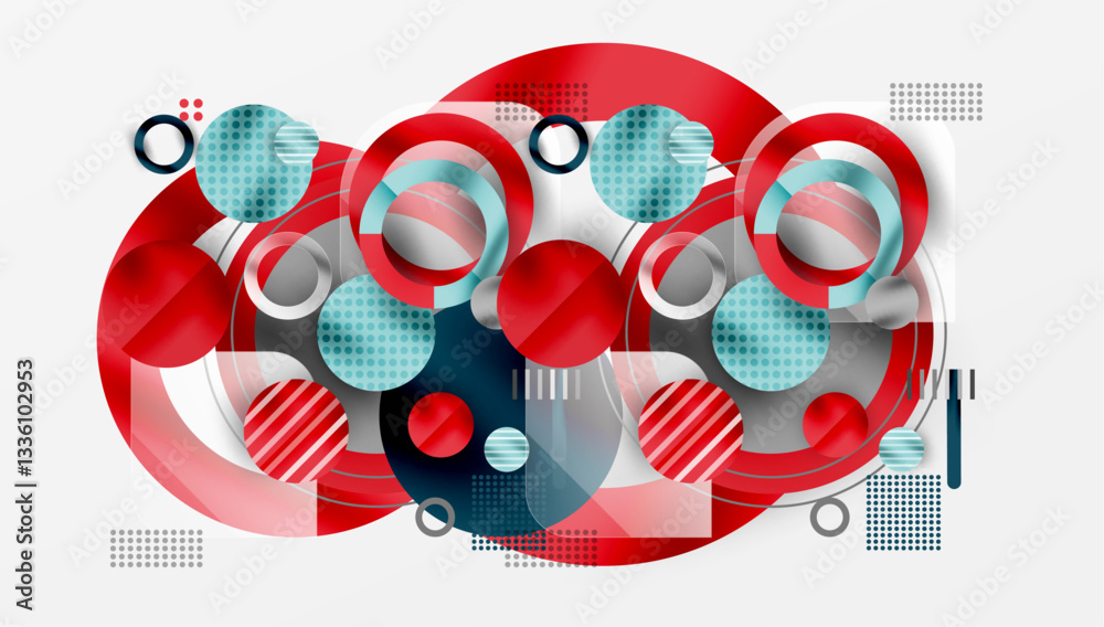 Fototapeta premium Abstract Circle Design with Overlapping Transparent Geometric Shapes