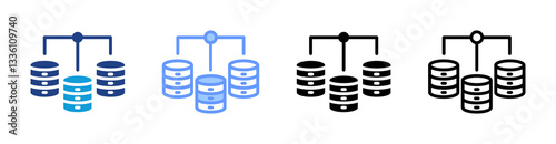 Bigdata icon set multiple style collection