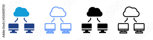 Cloud Computing icon set multiple style collection