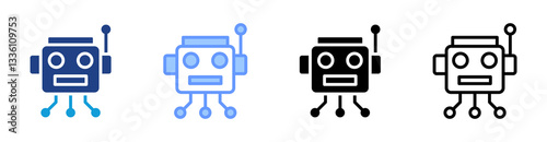 Robotic icon set multiple style collection