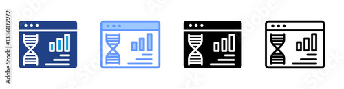 Bioinformatics icon set multiple style collection