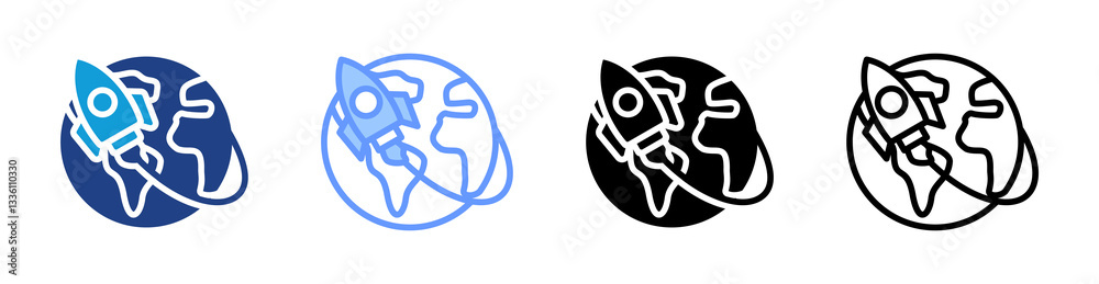 Space Exploration icon set multiple style collection Space Exploration icon set multiple style collection