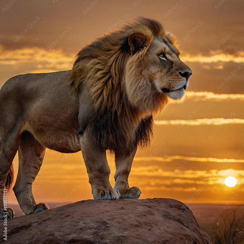 lion enjoying sunset lion enjoying sunset