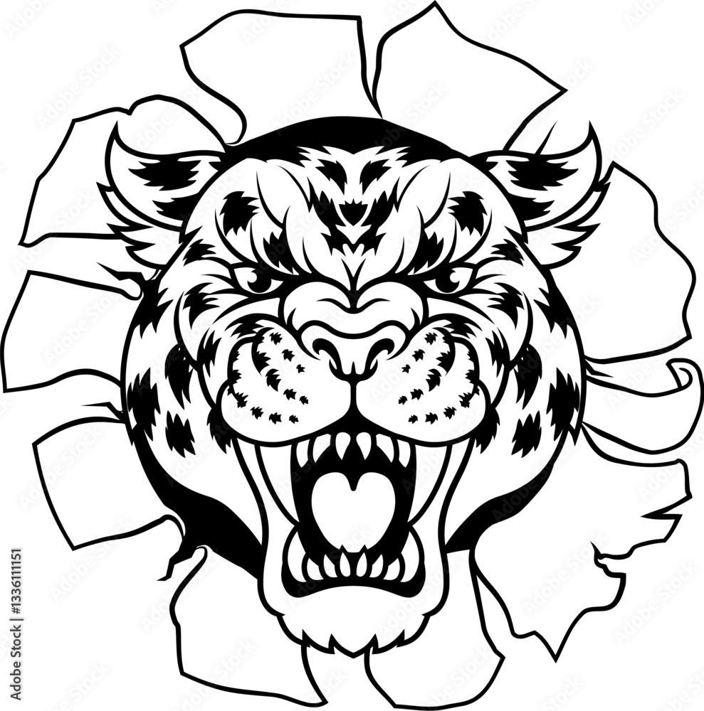 Fototapeta premium A jaguar, panther, leopard or cheetah wildcat spotted cat sports team mascot