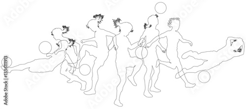 Silhouette soccer football player set. Active sports people healthy players fitness silhouettes concept.
