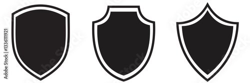 Shield icon vector flat black simple trendy style illustration for web and app.