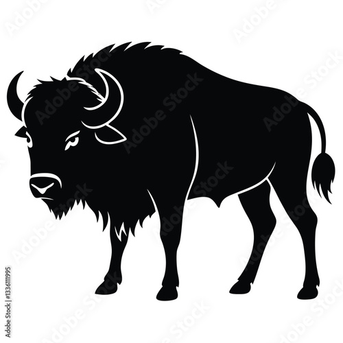 Bison silhouette vector illustration isolated on white background
