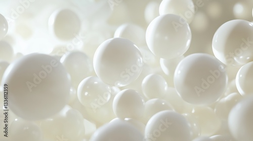 Soft, hazy, white spheres of varying sizes create a comfortable, bouncy atmosphere