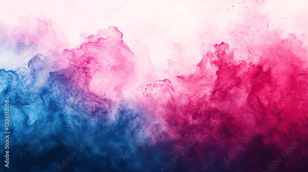 Obraz premium Abstract colorful blue and pink powder explosions against white background