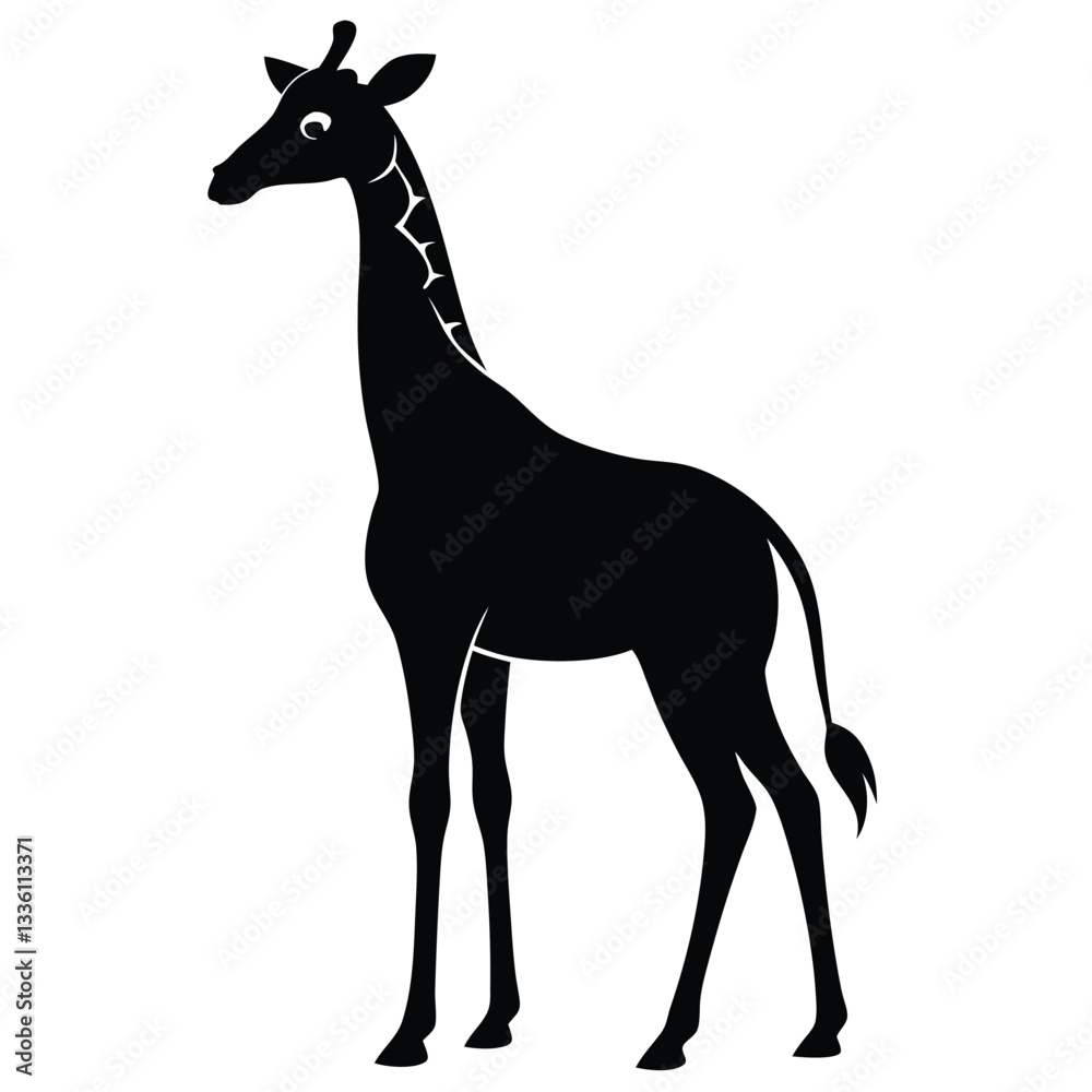 Fototapeta premium Giraffe silhouette vector illustration isolated on white background