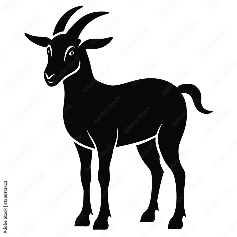 Fototapeta premium Goat silhouette vector illustration isolated on white background