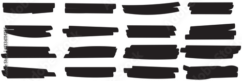Set of hand drawn marker line vector illustration design element, grunge strokes, doodle lines underline scribble .