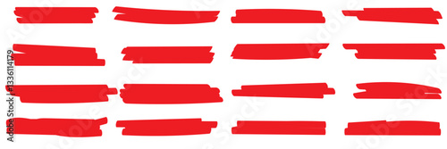 Set of hand drawn marker line vector illustration design element, grunge strokes, doodle lines underline scribble .