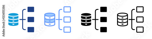 Database icon set multiple style collection