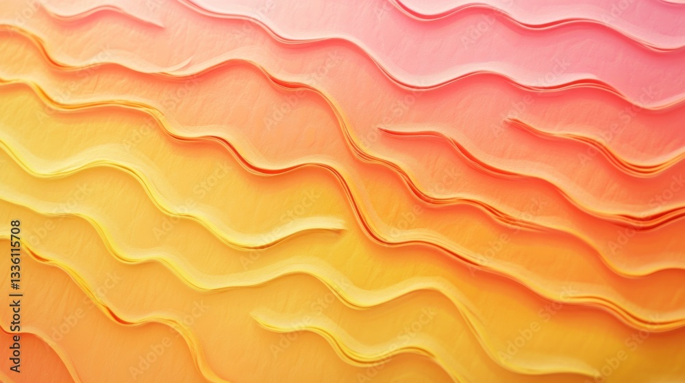 Fototapeta premium Abstract Wavy Lines in Warm Gradients of Orange and Pink Hues