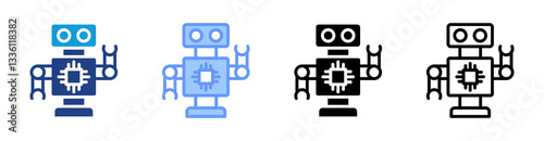 Robotic icon set multiple style collection