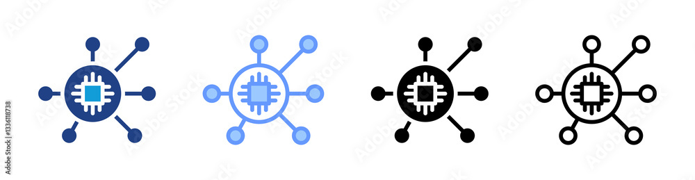 Robotic Networking icon set multiple style collection Robotic Networking icon set multiple style collection